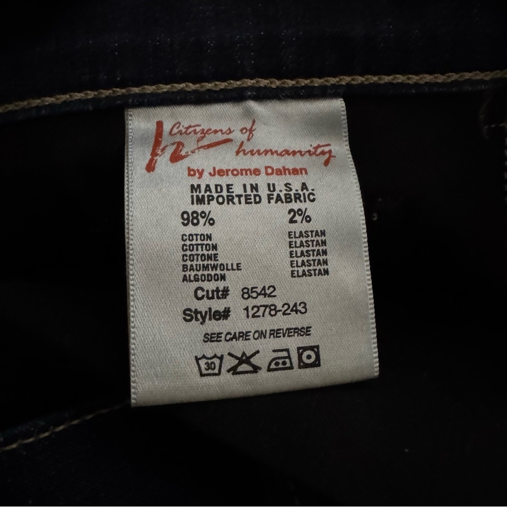 Citizens of Humanity Ava Low Rise Straight Leg Dark Wash Jeans Size 32 - Picture 7 of 9